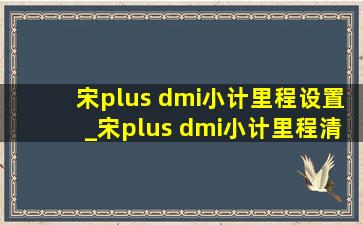 宋plus dmi小计里程设置_宋plus dmi小计里程清零